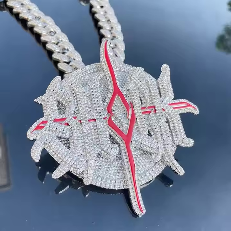 Hip Hop Chain Necklace - مخصص الذهب الأبيض تصفيح الفضة الاسترليني