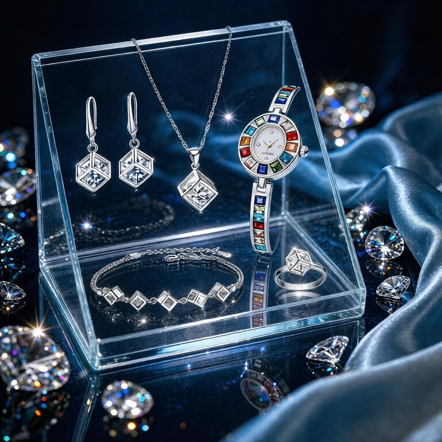 Best Jewelry Watches Women - طقم فاخر من الفضة الإسترلينية عيار