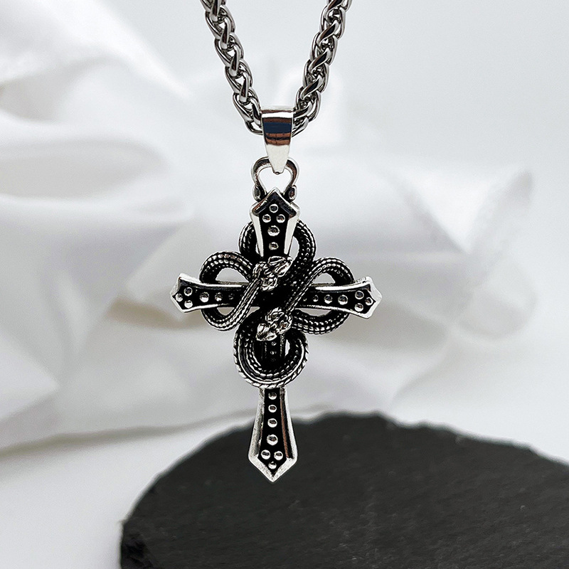 Hip Hop Chain Necklace - قلادة رجالية عتيقة الطراز بلونين، بتصميم