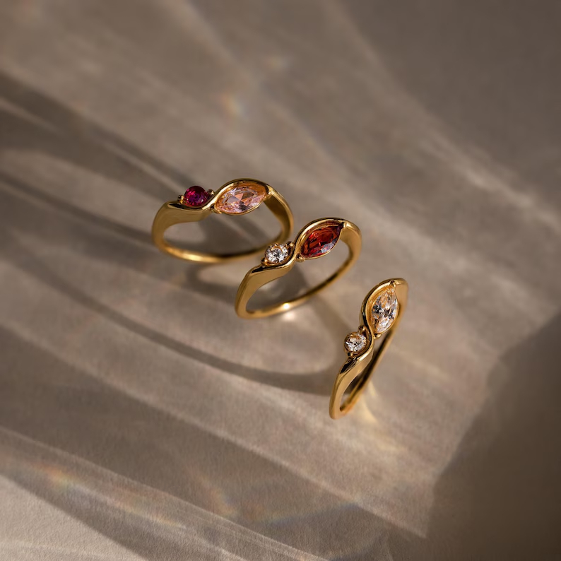 خاتم DOREMI مقاوم للماء ومقاوم - مراجعة Birthstone Ring Set وسعره