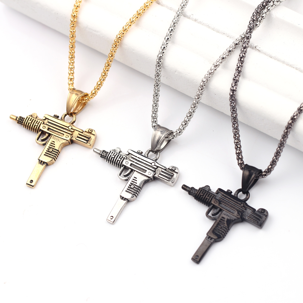قلادة على شكل مسدس أوزي - مجوه - مراجعة Hip Hop Chain Necklace وسعره
