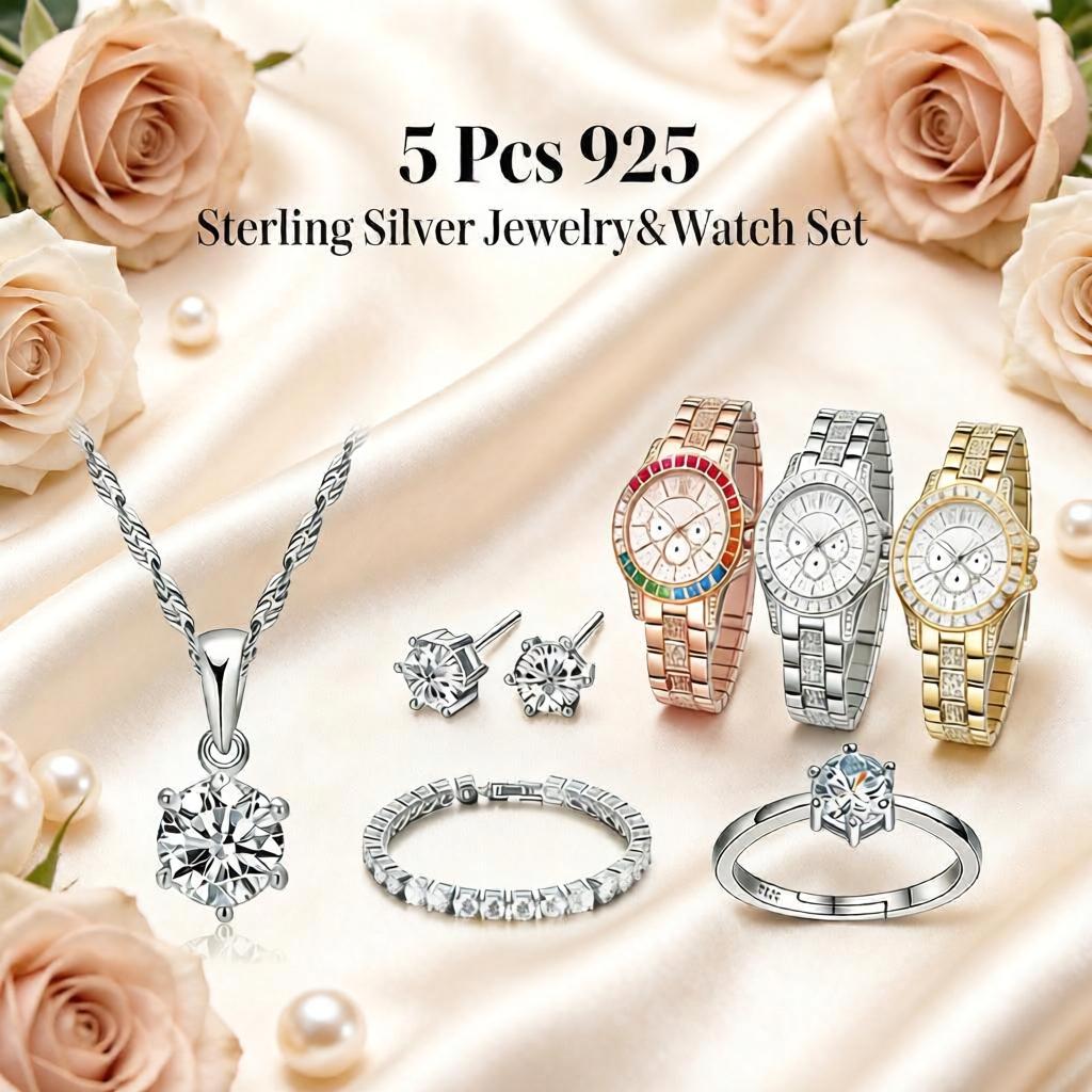 طقم مجوهرات أنيق من الفضة الإس - مراجعة Best Jewelry Watches Women وسعره