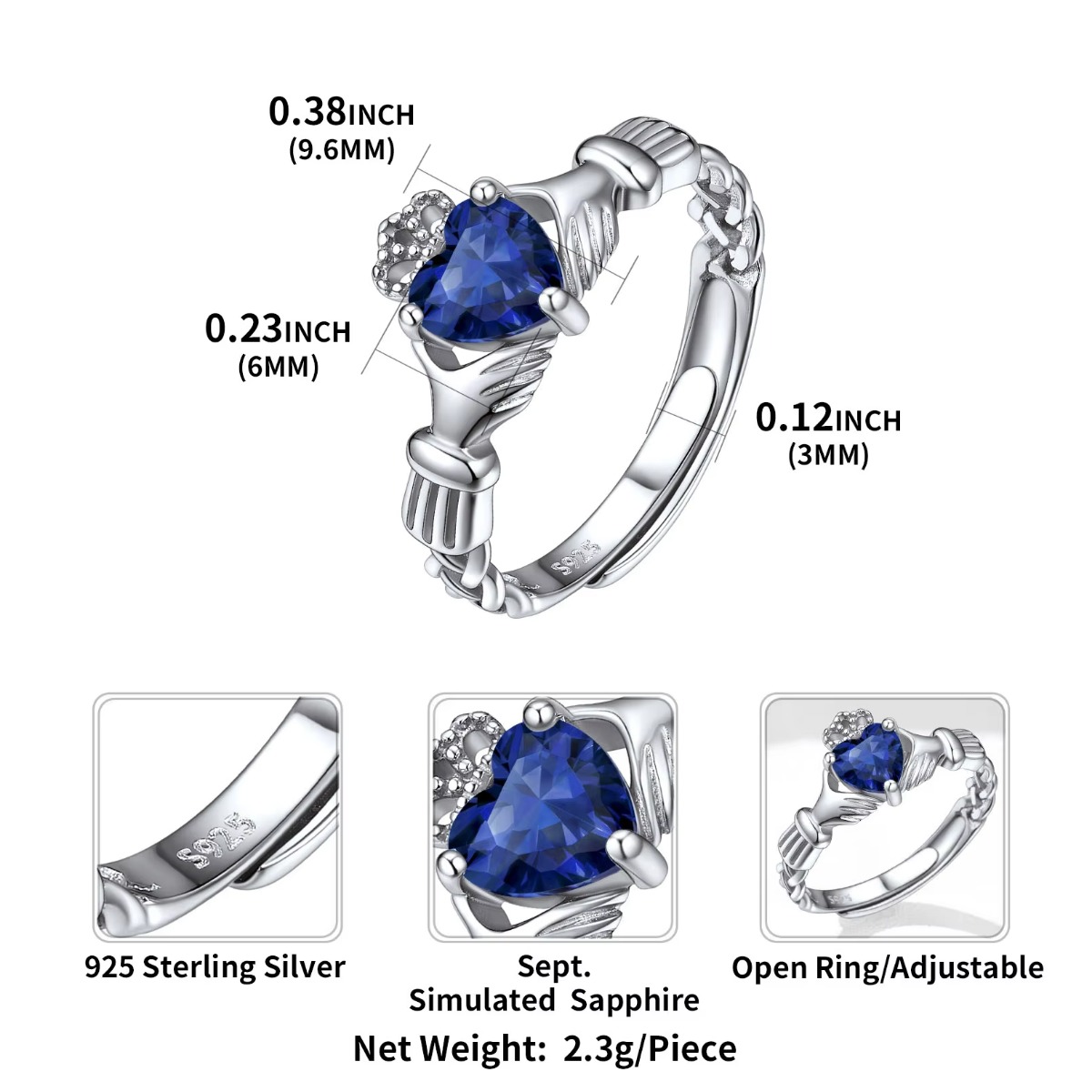 U7 3 مللي متر 925 الفضة Cladda - مراجعة Birthstone Ring Set وسعره