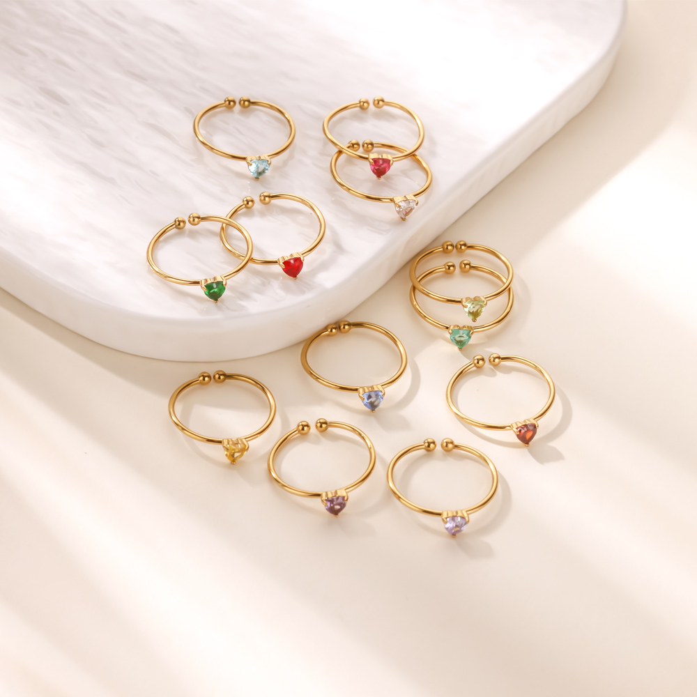 12 جوهرة الميلاد زركونيا القلب - مراجعة Birthstone Ring Set وسعره