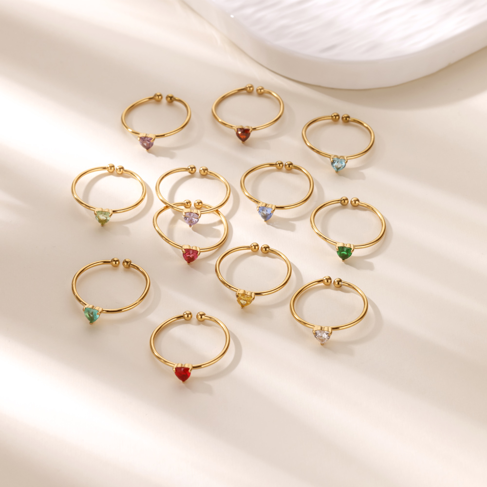 12 جوهرة الميلاد زركونيا القلب - مراجعة Birthstone Ring Set وسعره