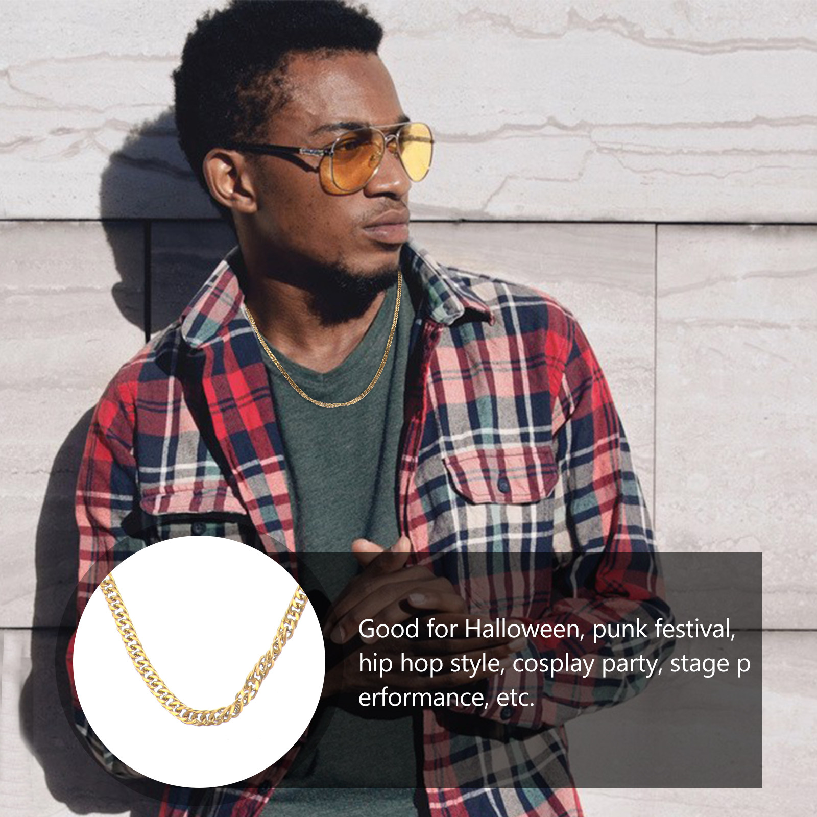 قلادة ذهبية من التيتانيوم الفو - مراجعة Hip Hop Chain Necklace وسعره