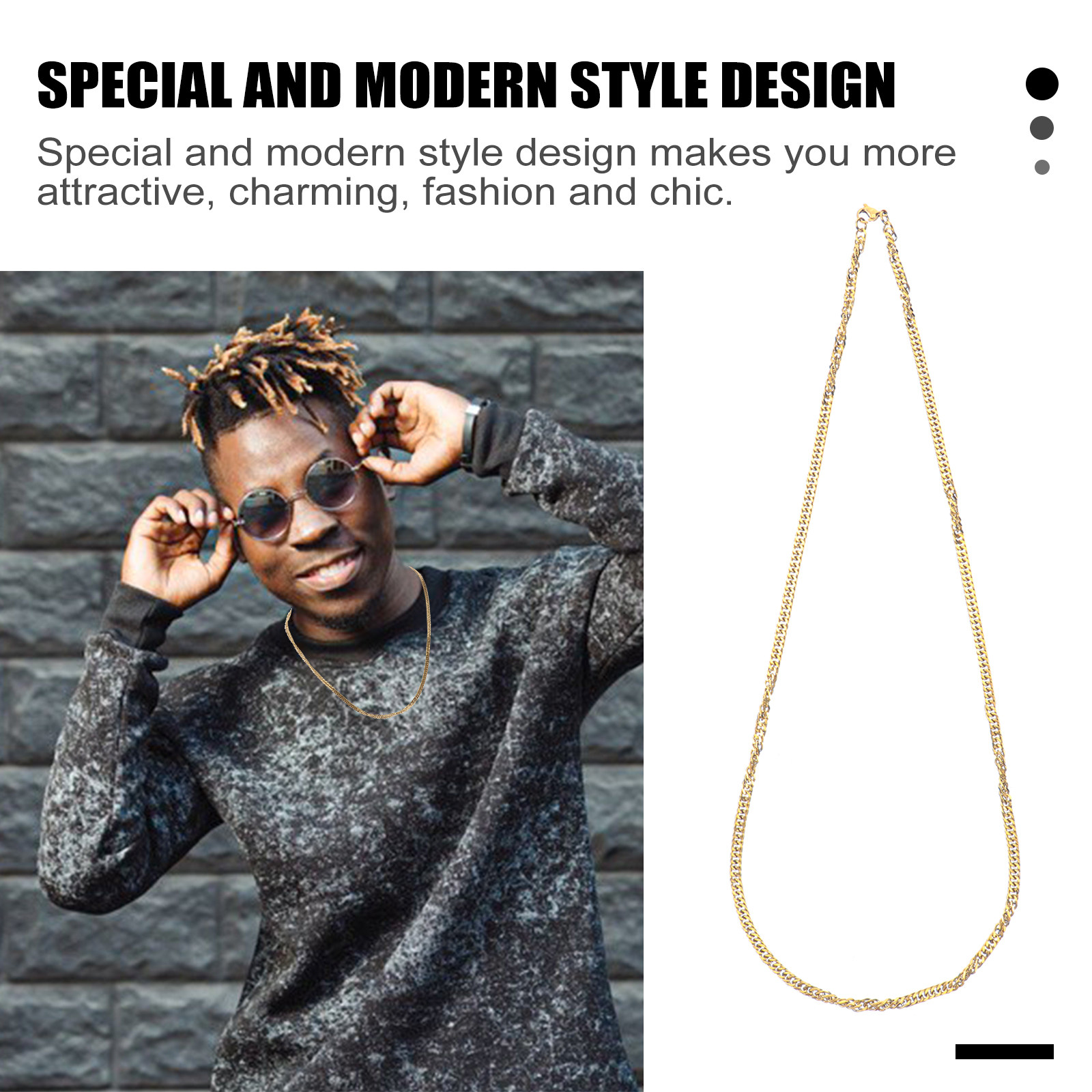قلادة ذهبية من التيتانيوم الفو - مراجعة Hip Hop Chain Necklace وسعره