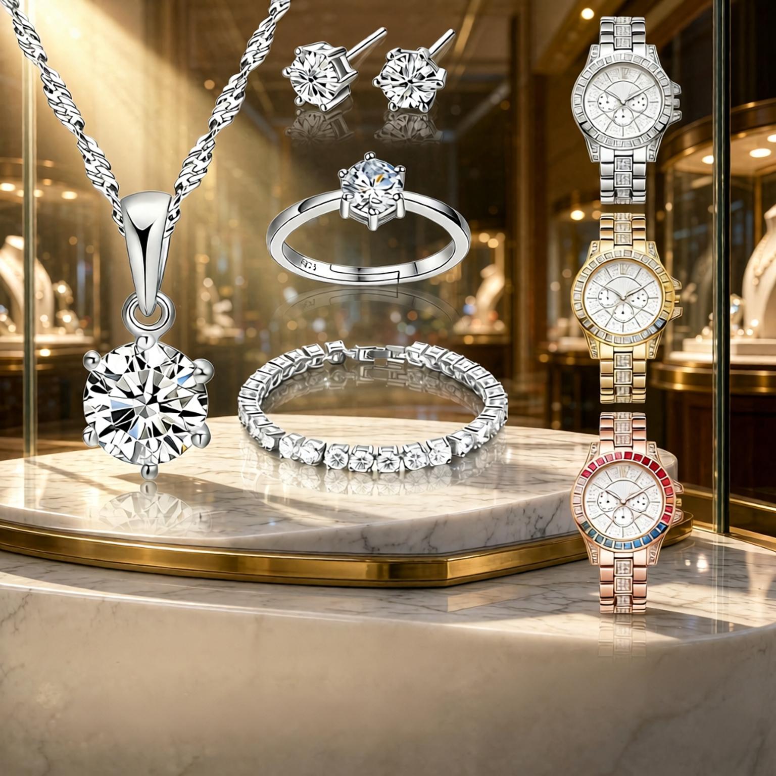 طقم فاخر من الفضة الإسترلينية  - مراجعة Best Jewelry Watches Women وسعره