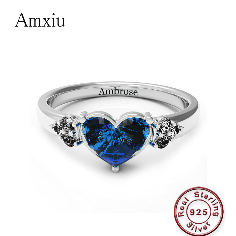 Amxiu-خاتم زفاف مخصص من الفضة  - مراجعة Birthstone Ring Set وسعره