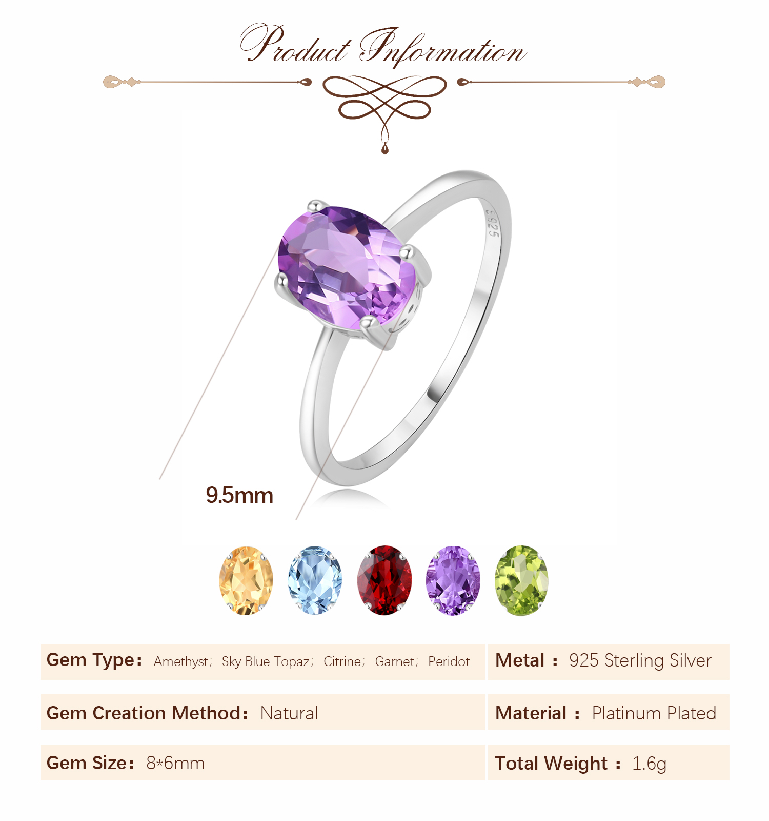 خاتم سوليتير نسائي يومي من الف - مراجعة Birthstone Ring Set وسعره